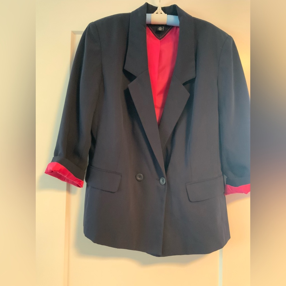Women's Navy Blazer with Pink Lining